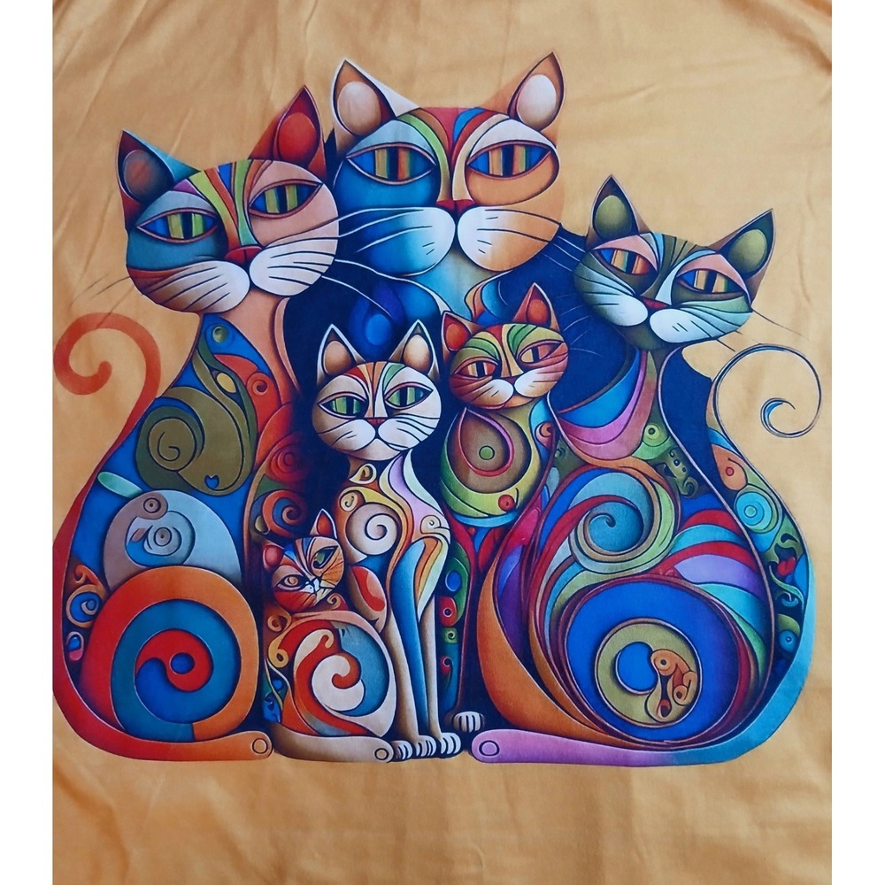 Graphic T-shirt‎ Artsy Bright & Whimsy Cat Short Sleeved Women's Size XXL